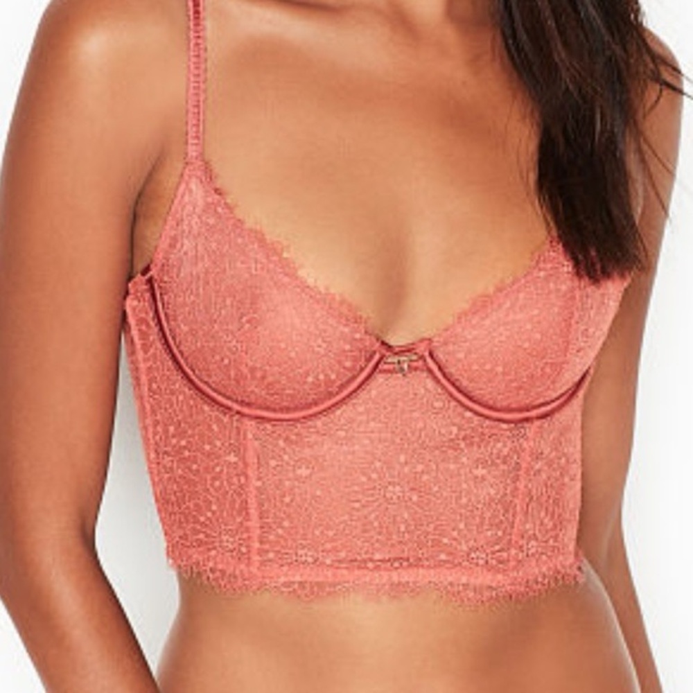 Victoria's Secret Floral Lace Bralette in Pink